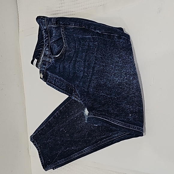 Zara Jeans blue rhinestones distressed 5 pockets, Size 36 button fly Chic - Picture 5 of 11